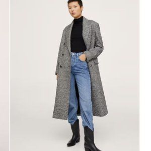 Mango Herringbone Wool Coat